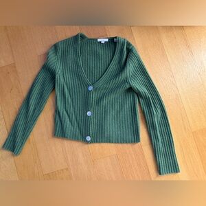 Vince Forest Green Ribbed Cardigan